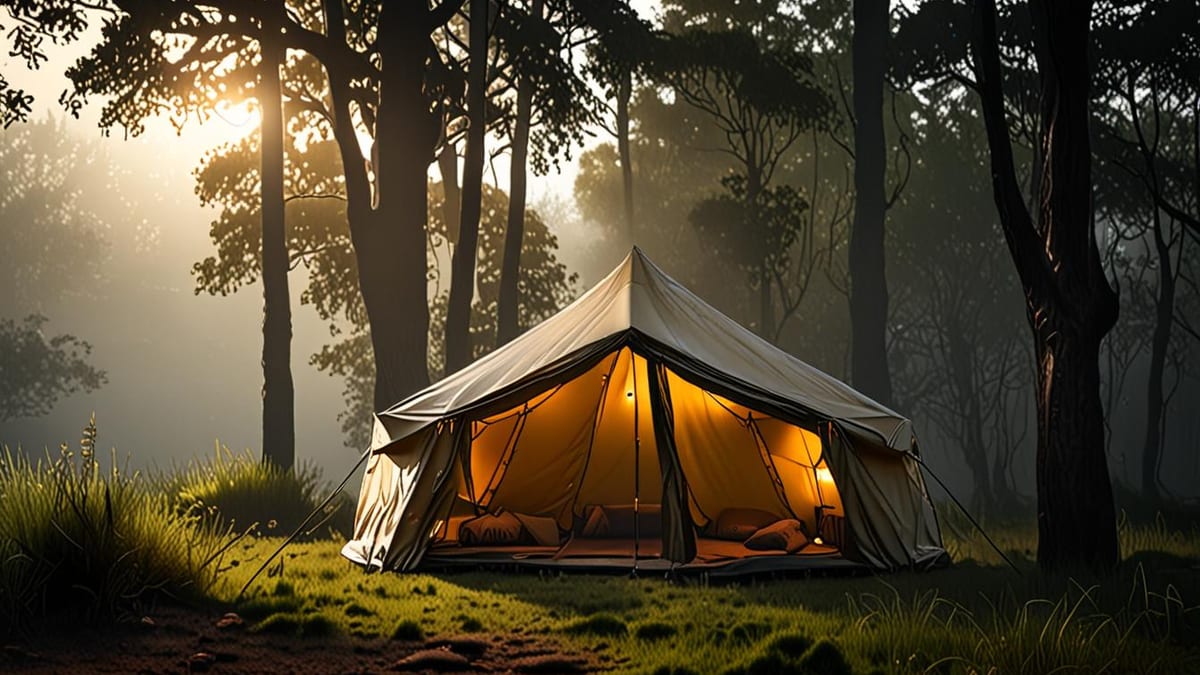 glamping in the rain